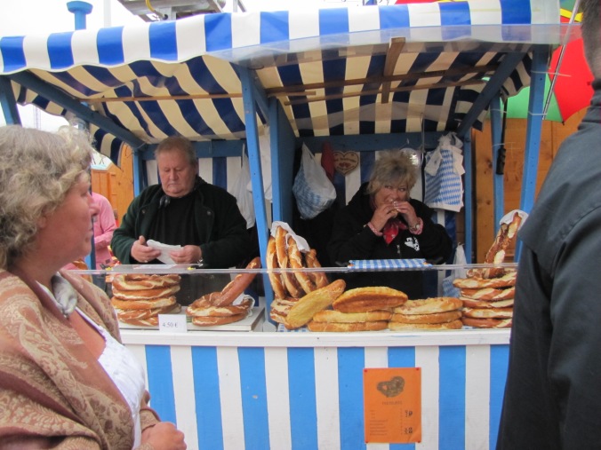 Love this :') German woman eating german pretzels in a german pretzel wagon